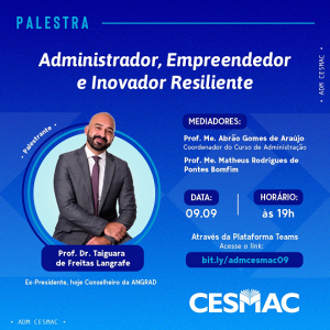 Curso de Administração promove Live com tema “Administrador Empreendedor e Inovador Resiliente”